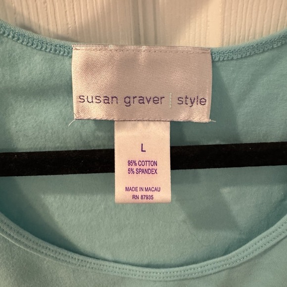 Susan Graver Blue Tank Top Women's‎ Size L Stretch Sleeveless Blouse Aqua - Picture 2 of 5